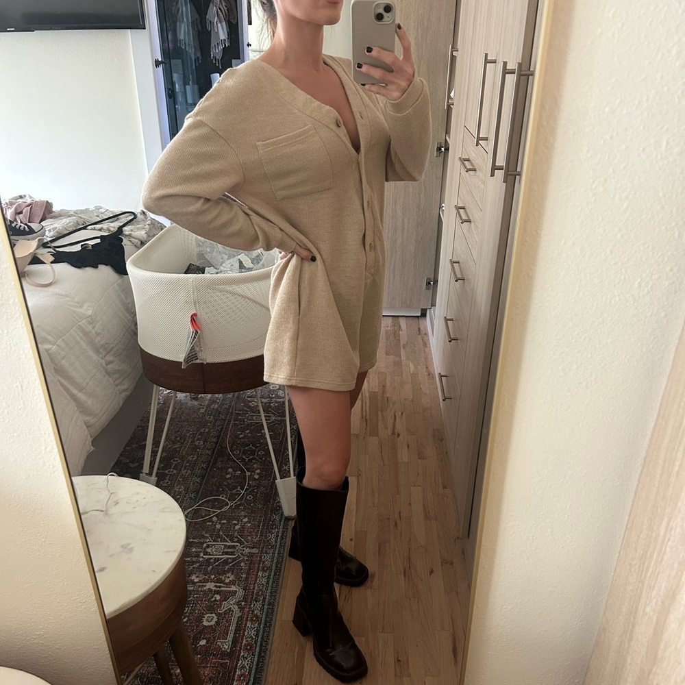 Knit button up romper